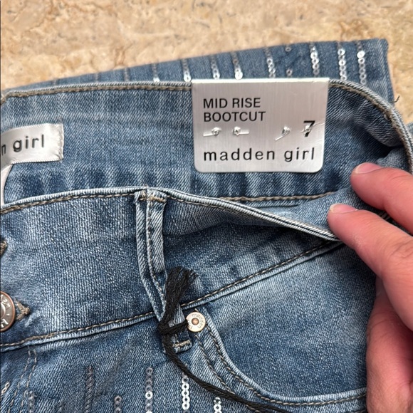 Madden Girl Blue Boot Cut Jeans with Silver Accents - Picture 2 of 3